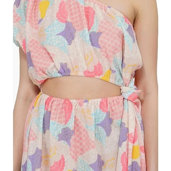 America & Beyond Cotton Candy One shoulder Maxi Dress M Spring Summer Long - Picture 4 of 11